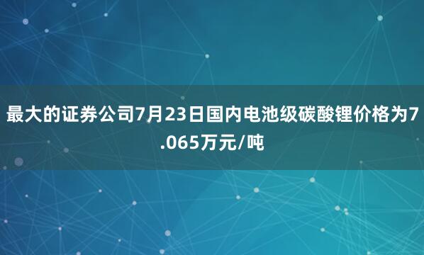 最大的证券公司7月23日国内电池级碳酸锂价格为7.065万元/吨